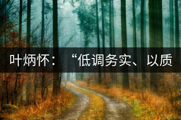 葉炳懷：“低調務實、以質取勝”
