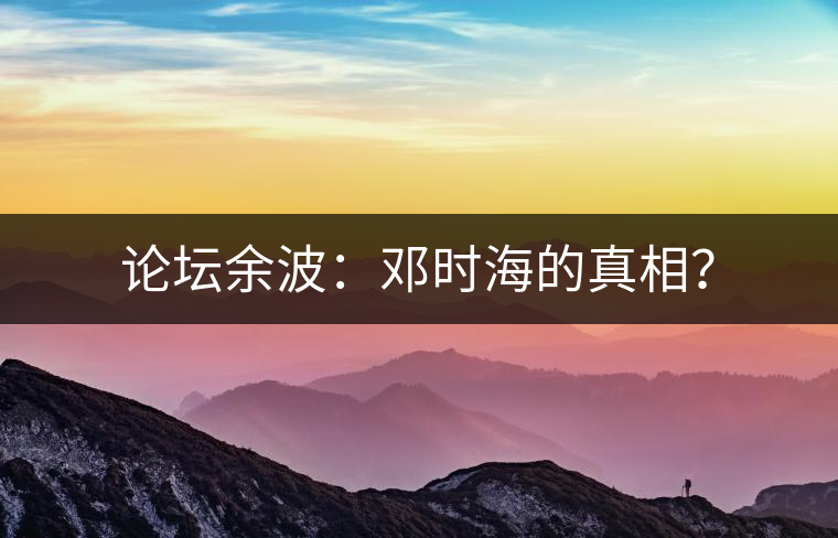 論壇余波：鄧時(shí)海的真相？