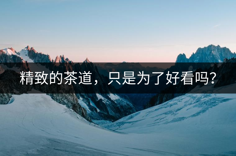 精致的茶道，只是為了好看嗎？