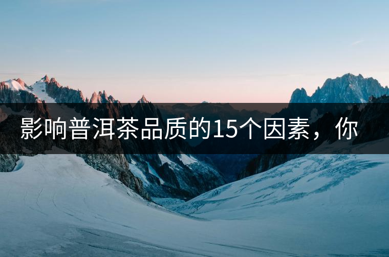 影響普洱茶品質(zhì)的15個因素，你知道幾個？